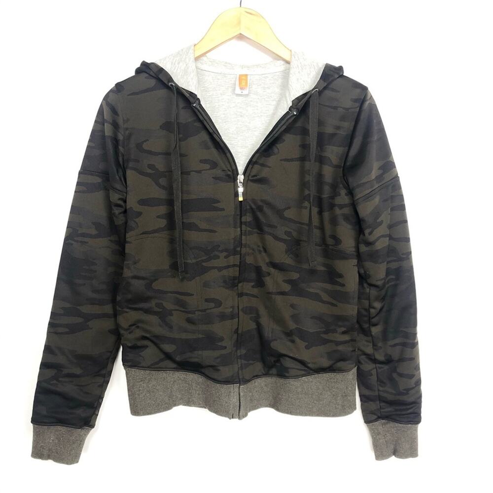 Lucy Camo Print Zip Up Hooded Sweatshirt Jacket Workout Athletic Size Medium